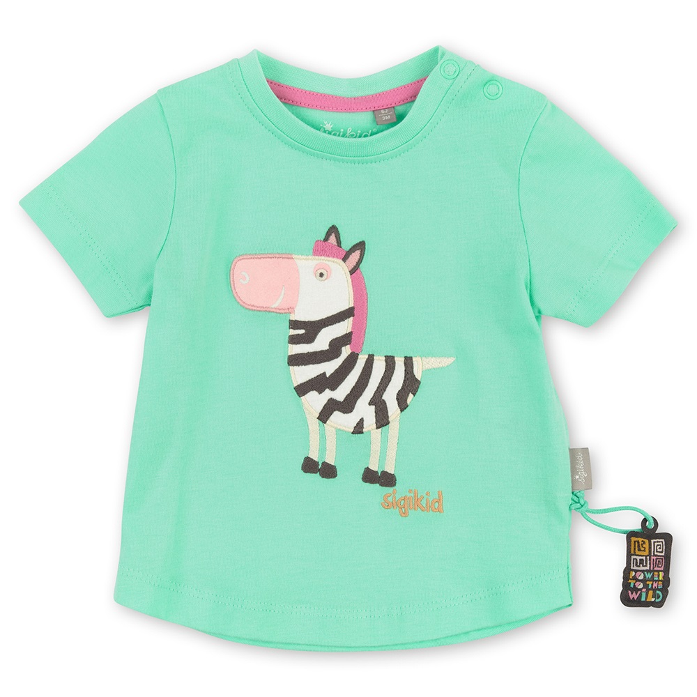 Sigikid Zebra summer Tee for little girls, mint green -  Size: 080