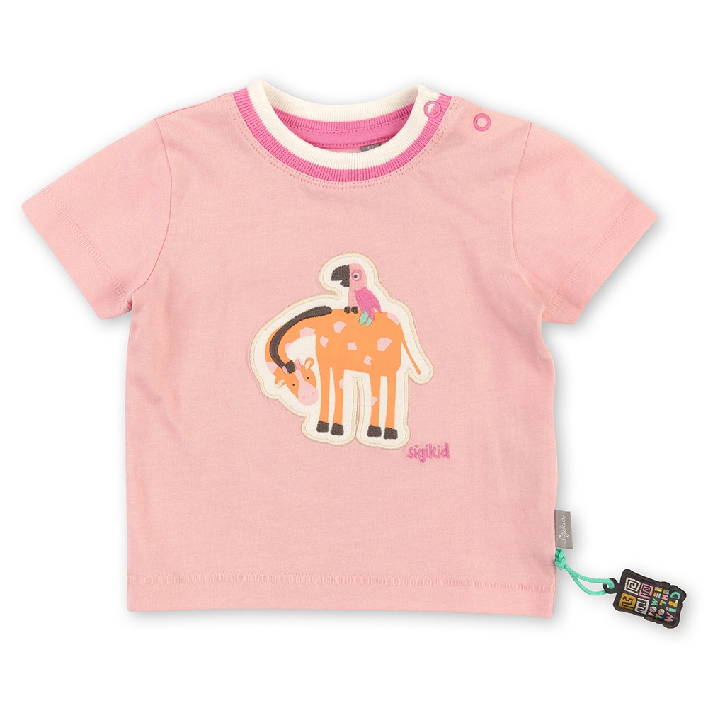 Sigikid Baby girl T-shirt giraffe, pastel pink