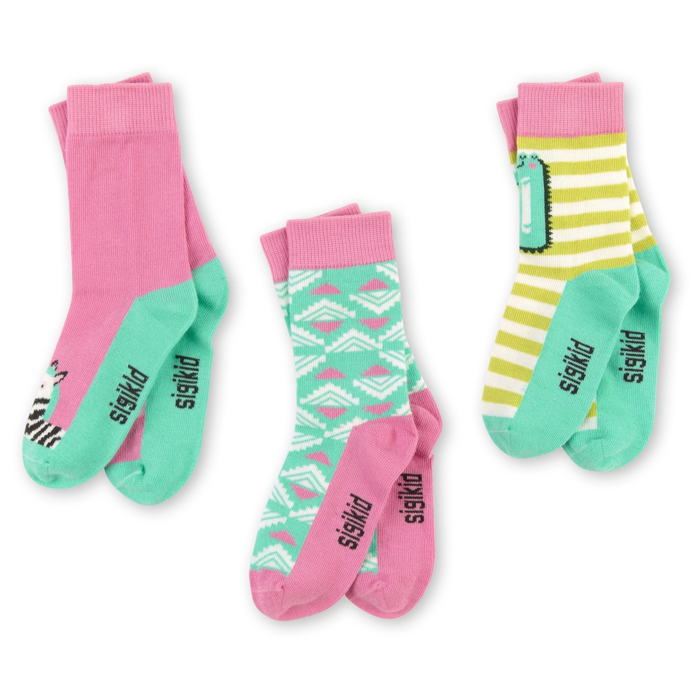 Sigiκιd 3 pair set colourful girls socks Wild Life
