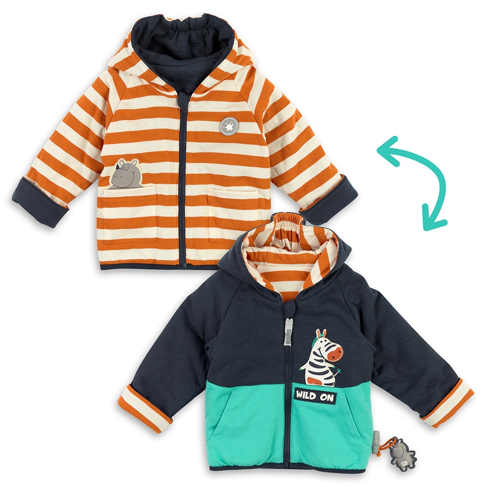Sigikid Reversible hooded baby boys' jacket zebra & rhino - Size: 068