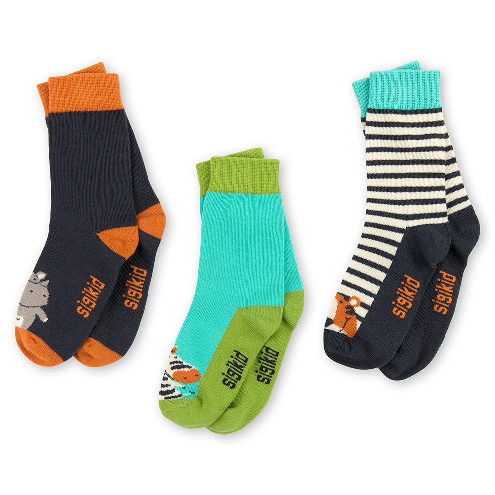 Sigiκιd 3 pair set colourful kids socks Safari
