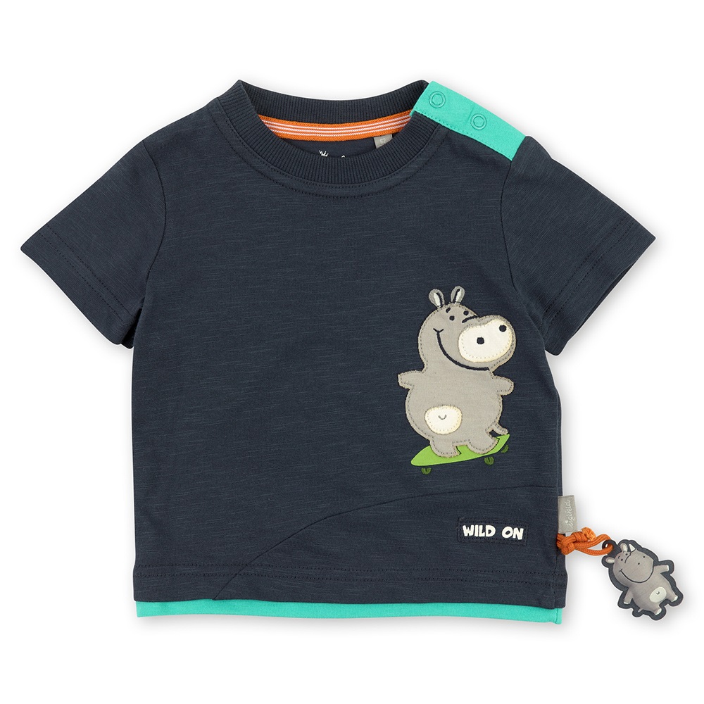 Sigikid Navy baby boys T-shirt skating hippo