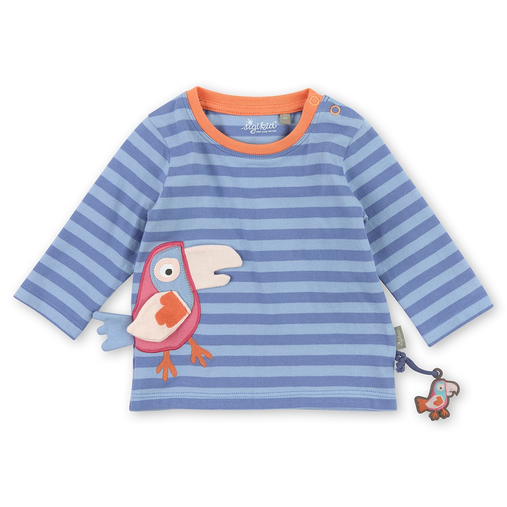 Sigikid Blue striped baby girl long sleeve parrot