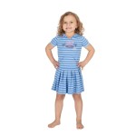 Size 110 Sigikid κοντομάνικο φόρεμα με βολάν Surfer Girls ριγέ μπλε