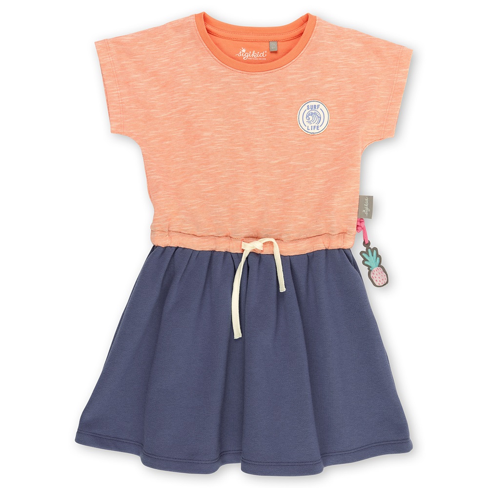 Sigikid Twofer girls dress, apricot/blue