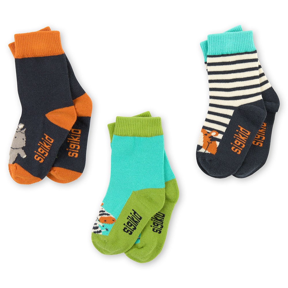 Sigiκιd 3 pair set colourful kids socks Safari
