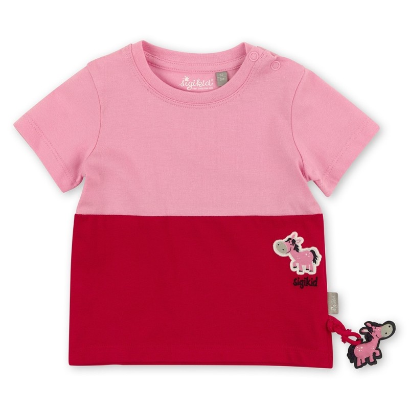 Size 092 Sigikid κοντομάνικο μπλουζάκι colorblock ροζ - κόκκινο