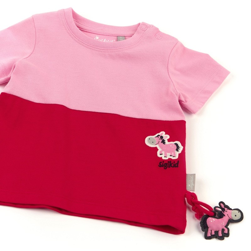 Size 098 Sigikid κοντομάνικο μπλουζάκι colorblock ροζ - κόκκινο