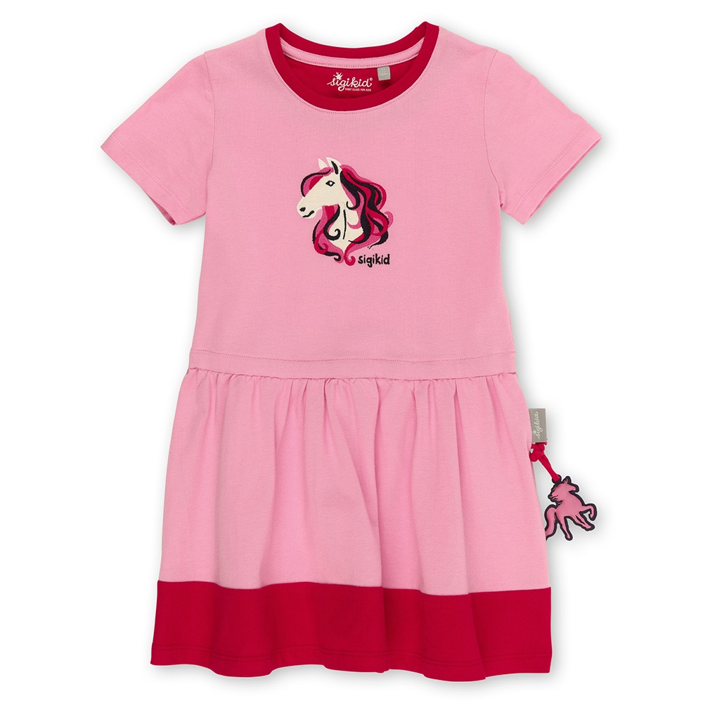 Sigikid rose red girls summer dress with horse embroidery - Size: 128