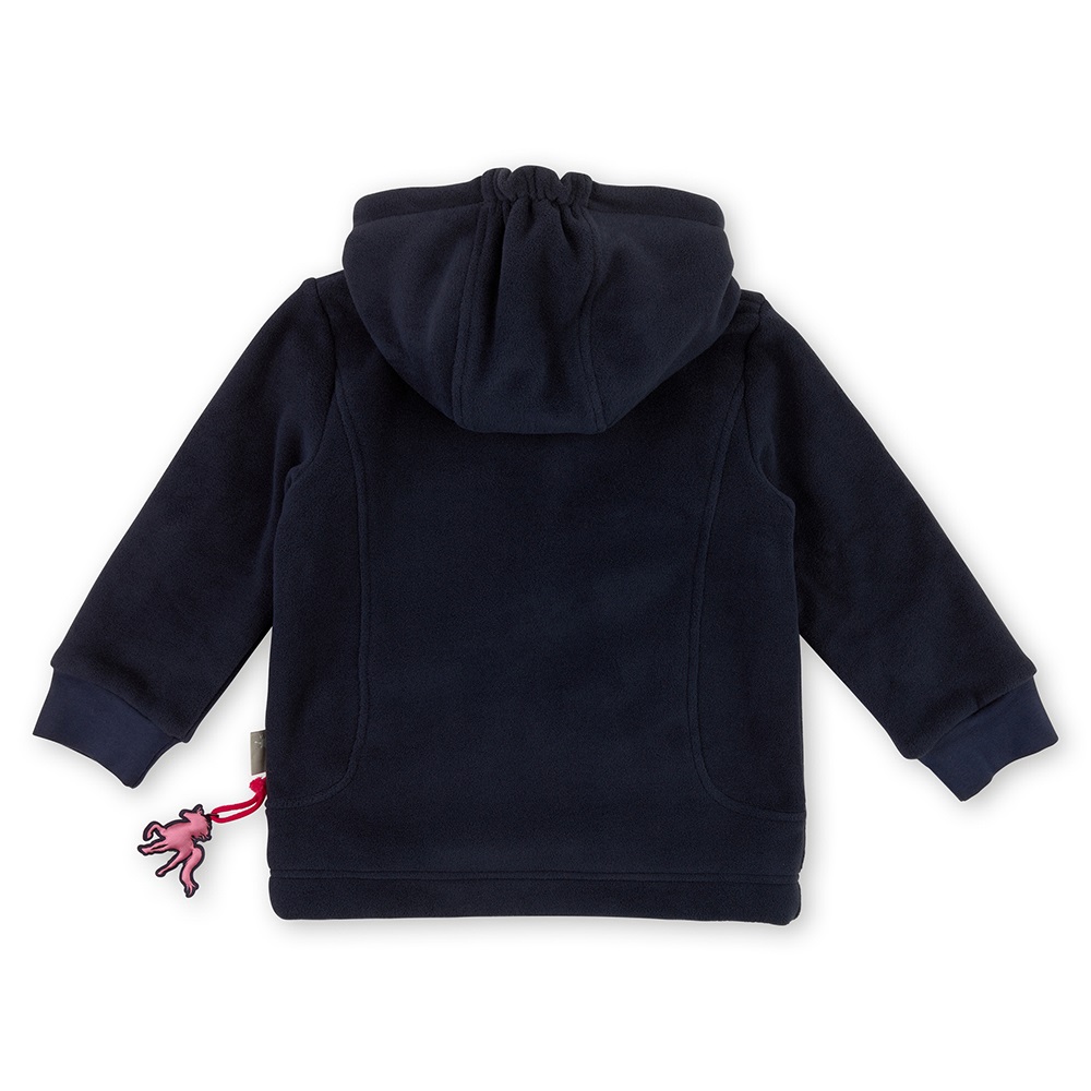 Sigikid Navy hooded polar fleece jacket for girls, lined red/white