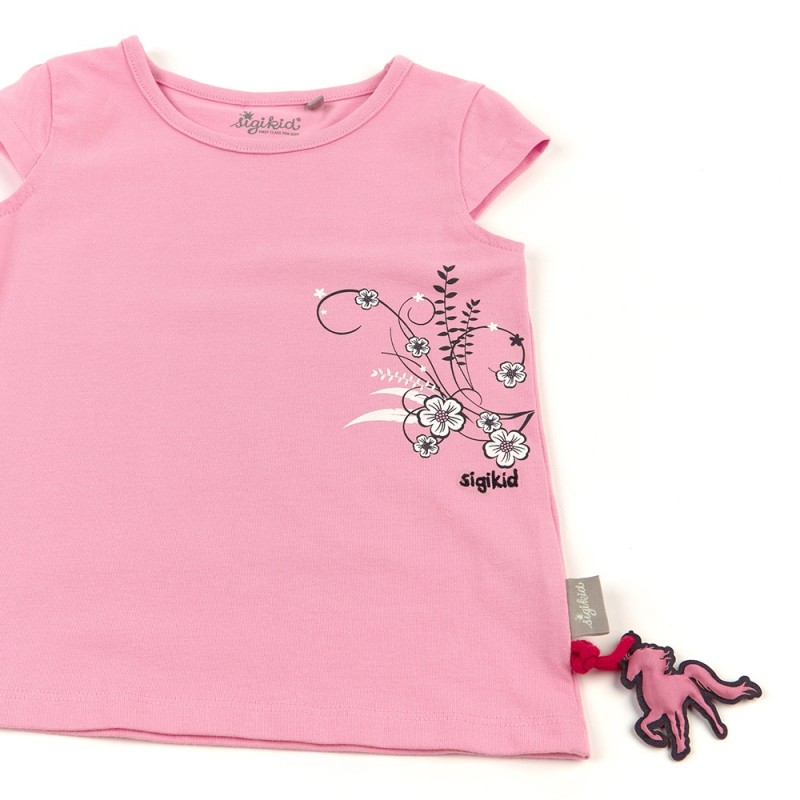 Sigikid Cap sleeve top for girls, pink - Size: 128