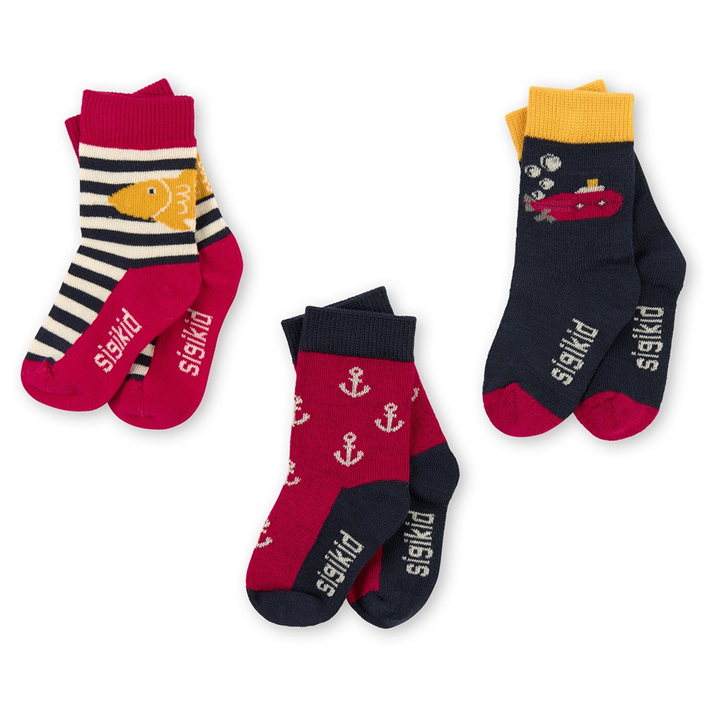 Sigiκιd 3-pair-set children's socks Ocean Friends