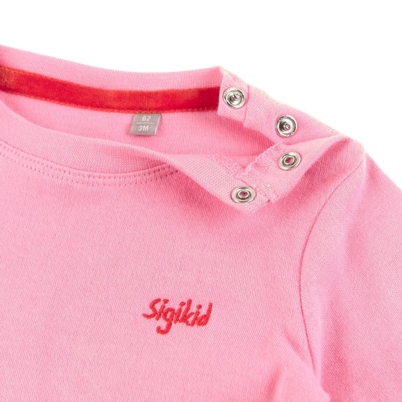 Size 080 Sigikid Μακρυμάνικο μπλουζάκι με κέντημα Αγελάδα ροζ