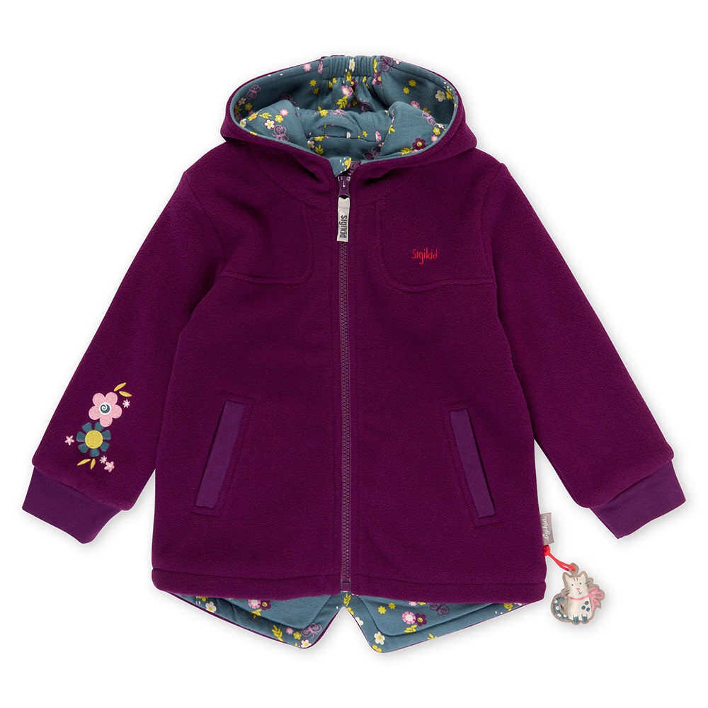 Sigikid Girls' polar fleece jacket, hooded, lined, blackberry violet