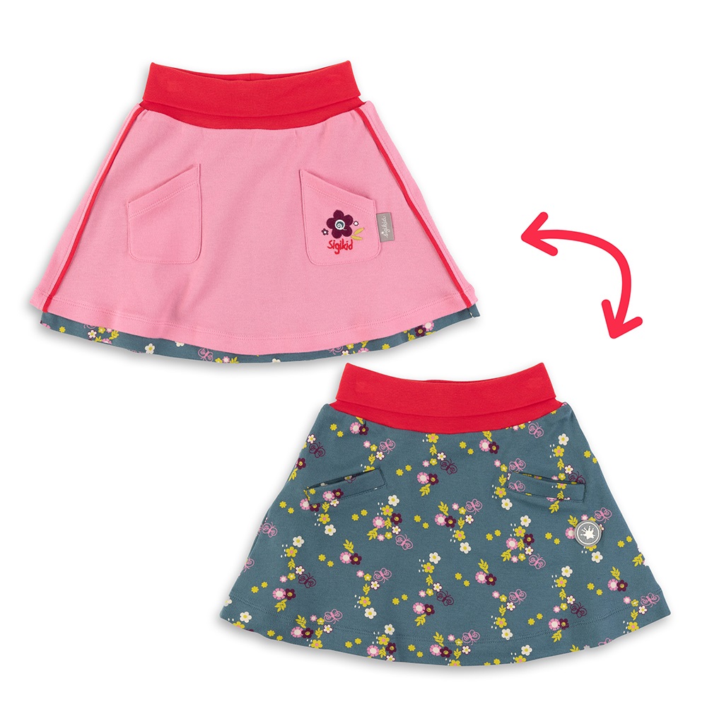 Sigikid Reversible girls skirt, pink/blue floral print