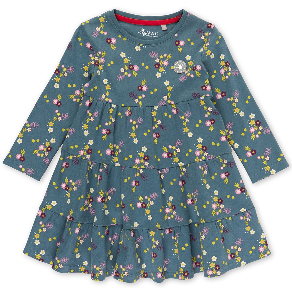 Sigikid Girls' long sleeve tiered dress with floral print