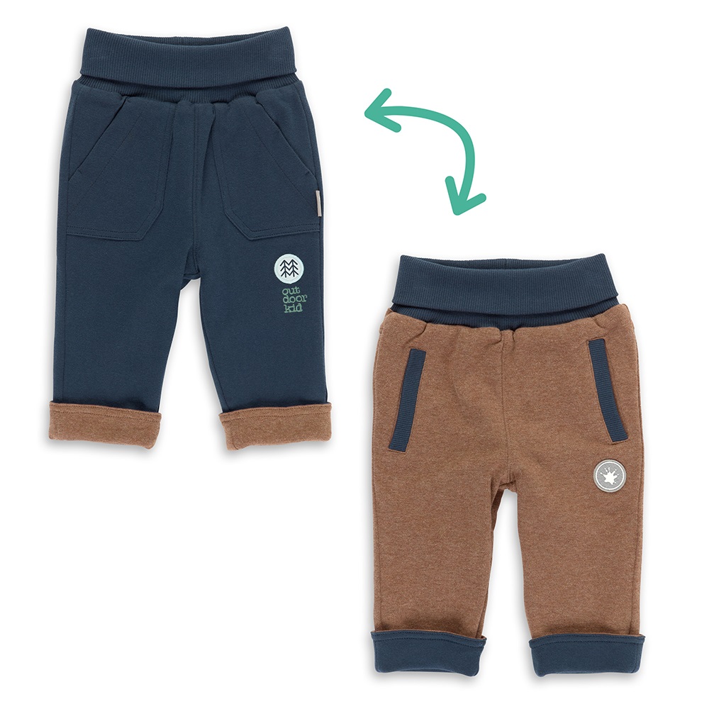 Sigikid Reversible jogger sweat pants for little boys, navy/toffee brown