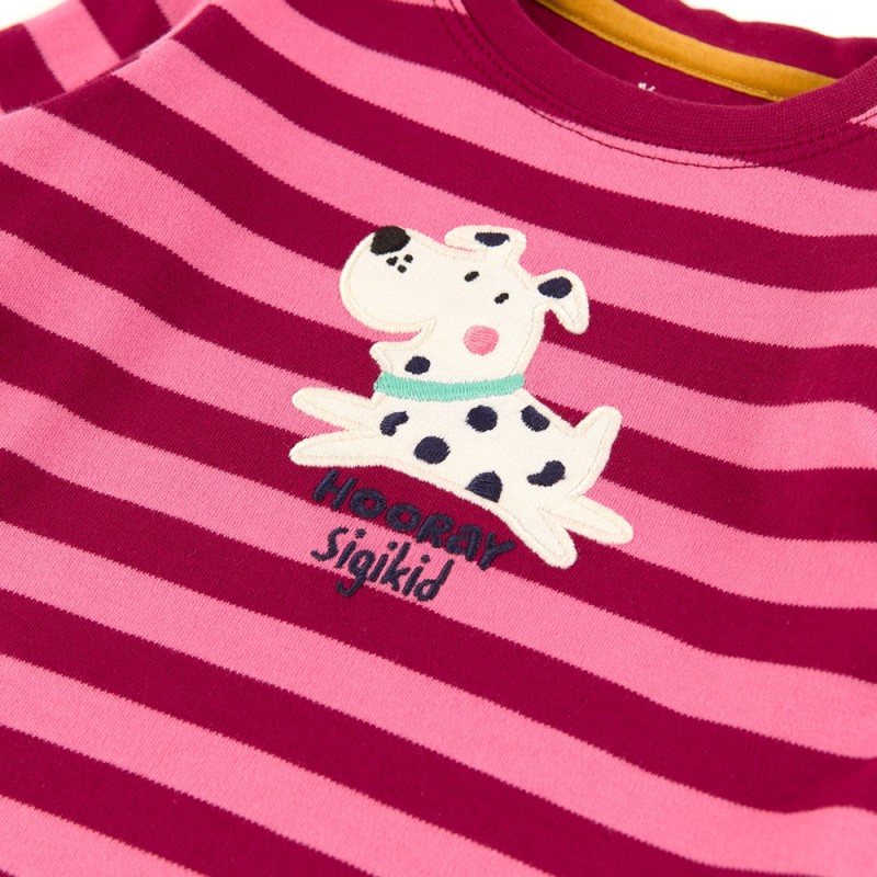 Size 092 Sigikid Μακρυμάνικο μπλουζάκι με κέντημα μπορντό ροζ