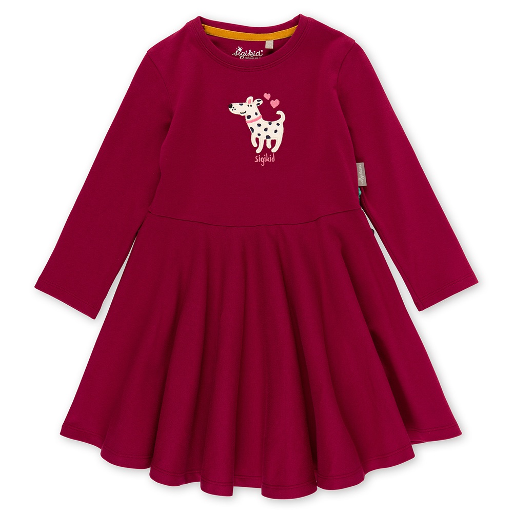 Sigikid Dark red girls long sleeve dress with circle skirt