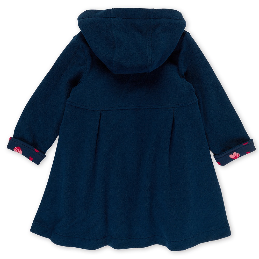 Sigikid Hooded lined fleece dress coat for girls, navy