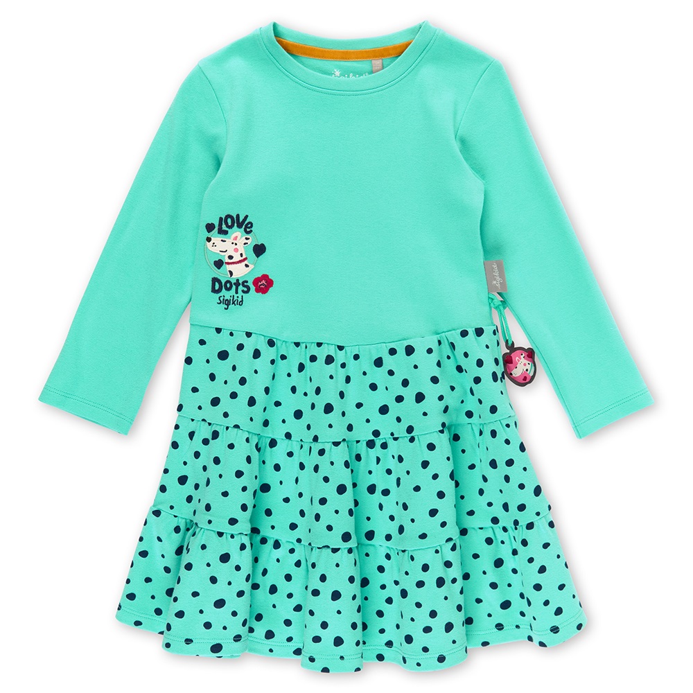 Sigikid Turquoise long sleeve girls' dress with tiered skirt