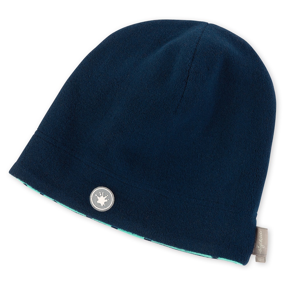 Sigikid Reversible hat for girls, navy fleece/turquoise organic cotton