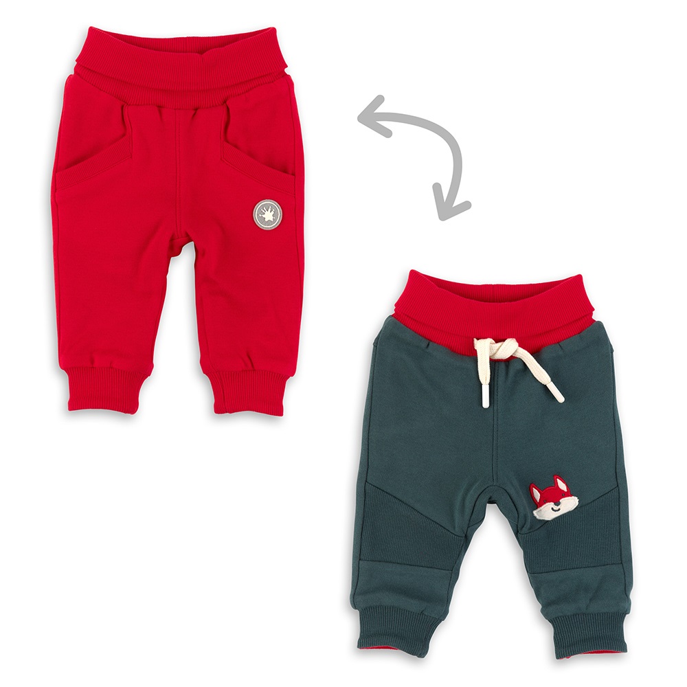 Sigikid Reversible jogger pants for little boys, slate blue/red