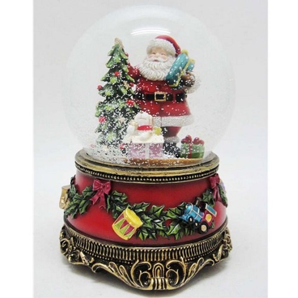 Christmas music Red snow globe Santa/tree