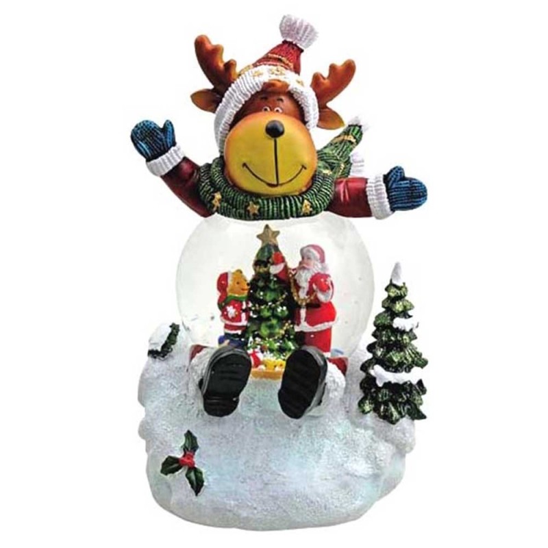 Χριστουγεννιάτικο μουσικό κουτί χιονόμπαλα 'Τάρανδος  Αη Βασίλης'