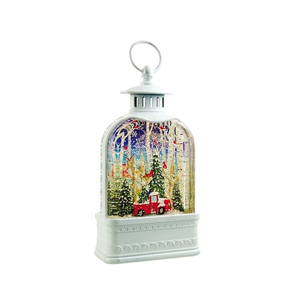 White lantern Pick up in a forest