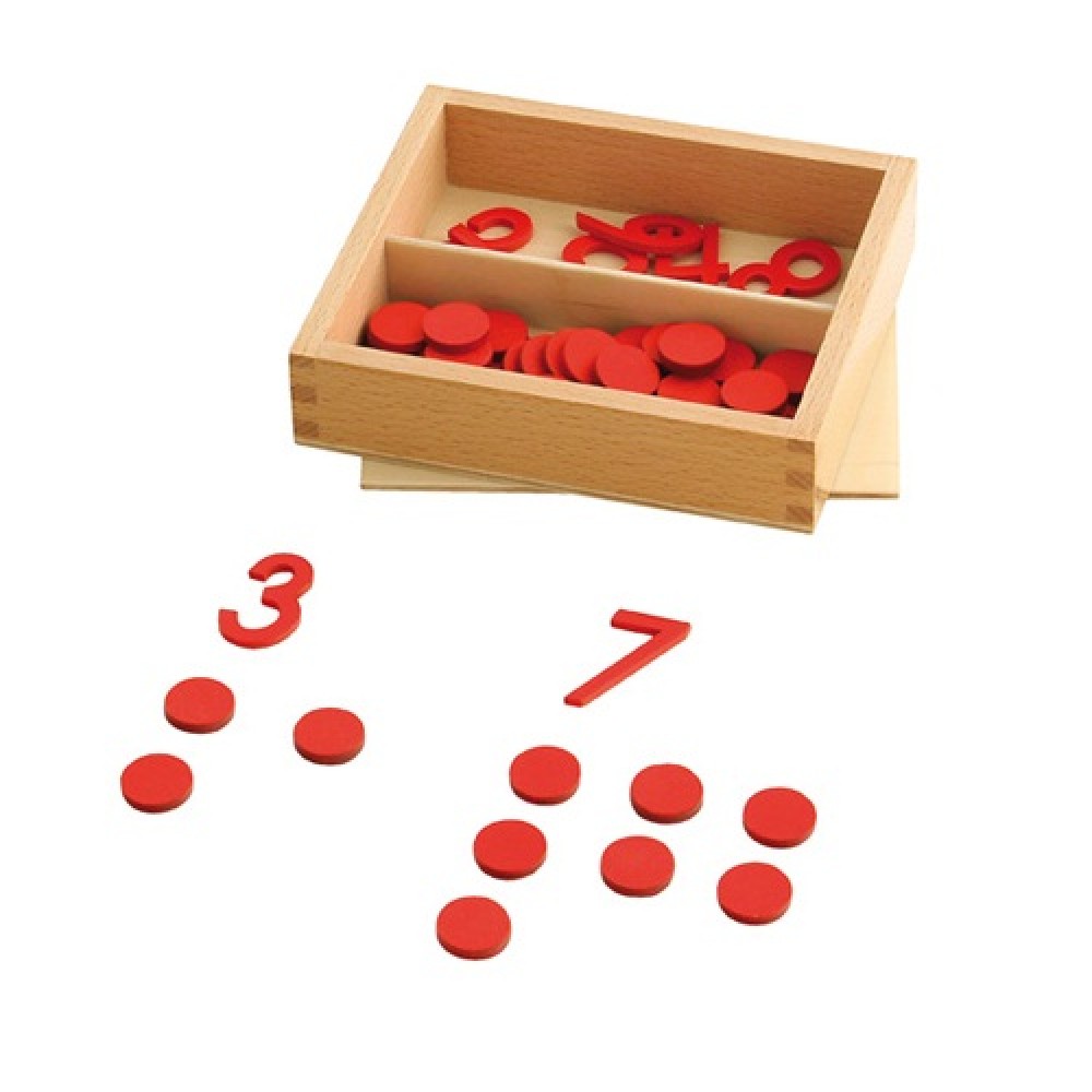 Montessori Wehrfritz Bin with Numerals and Counters