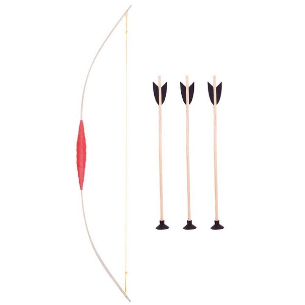 Wooden Bow for kids 80 cm, with 3 arrows (suction cup)