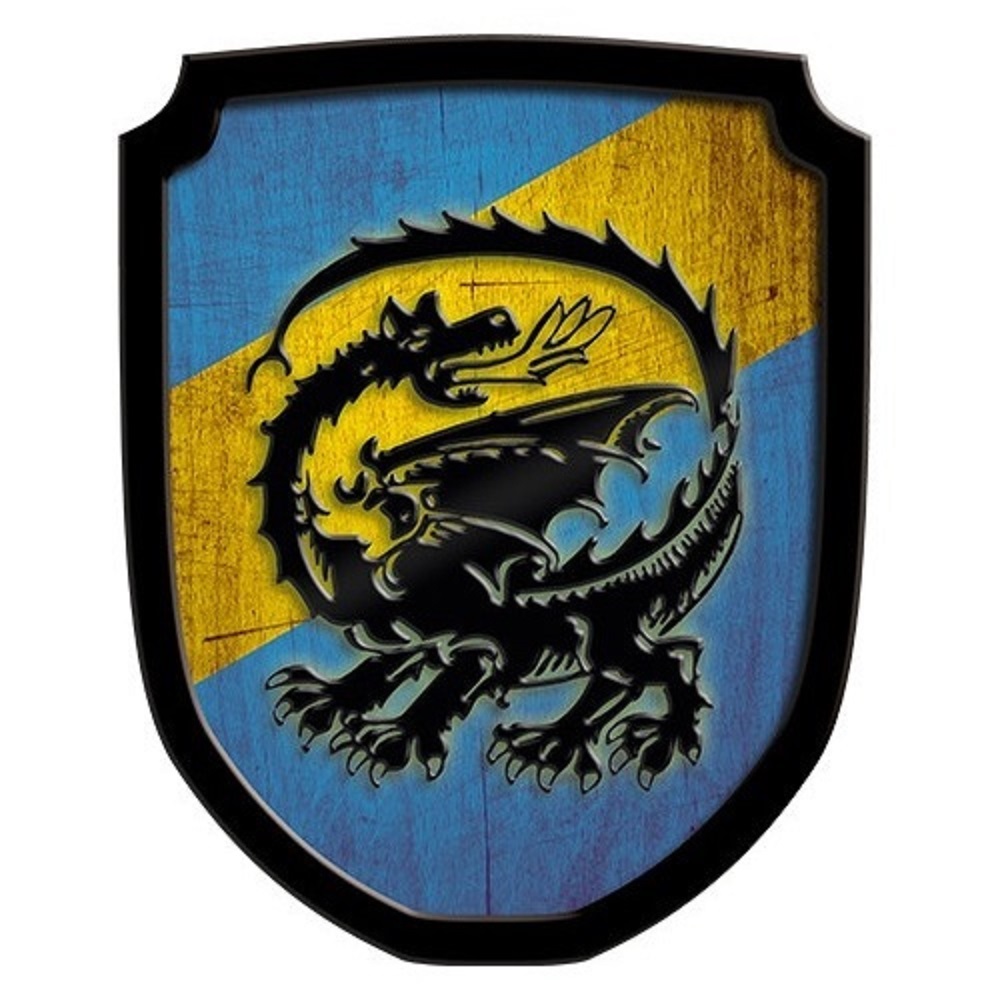 Wooden Shield Blazon Dragon blue