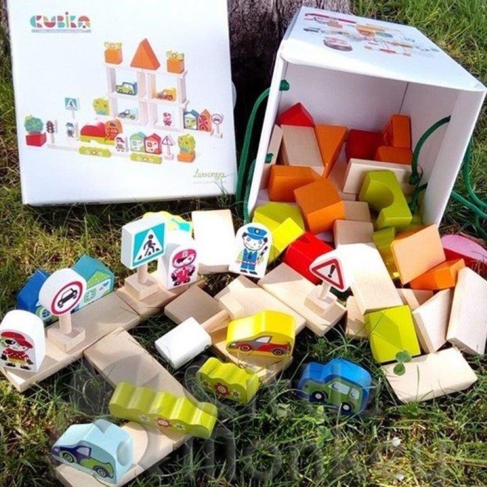 Cubika Wooden blocks construction kit 'Town for boys'