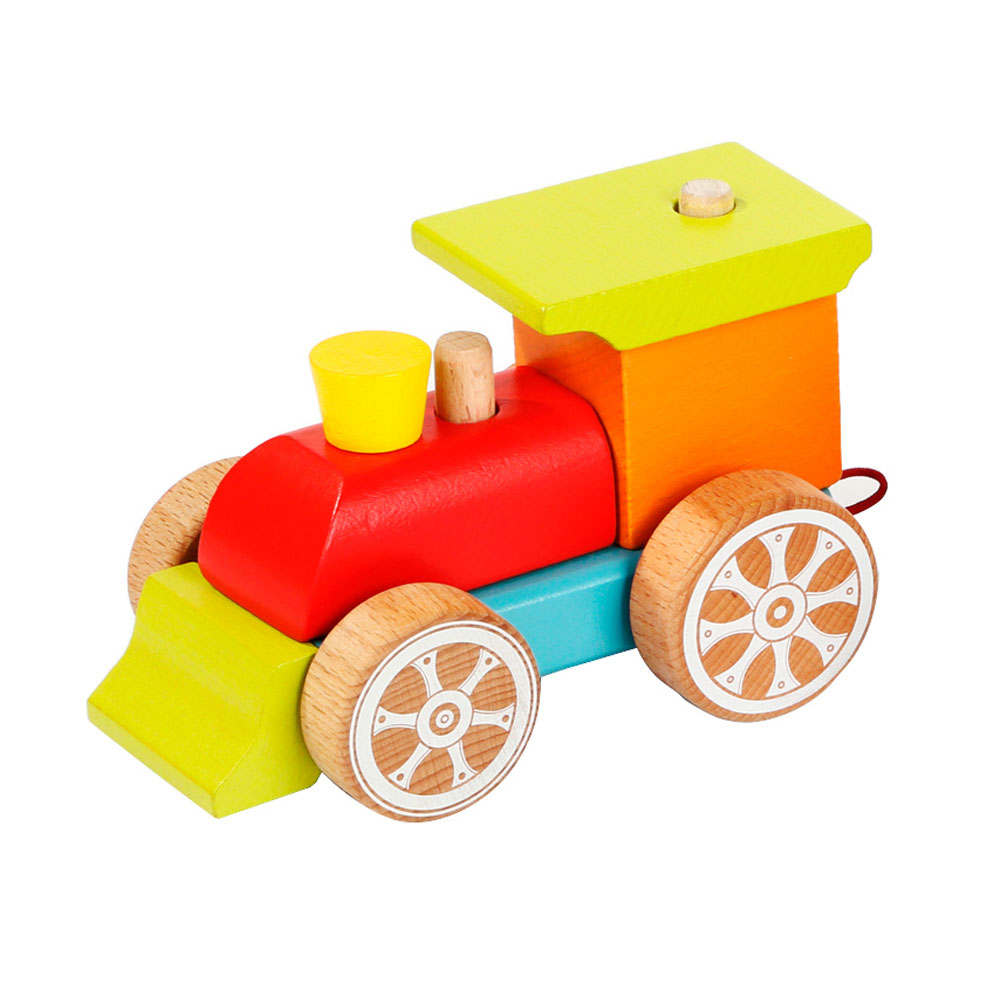 Cubika Wooden toy 'Train with a small cars' 14pcs