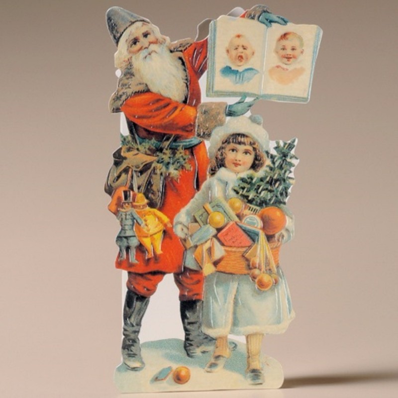 Mamelok Χριστουγεννιάτικη κάρτα ανάγλυφη Αη Βασίλης με παιδάκι