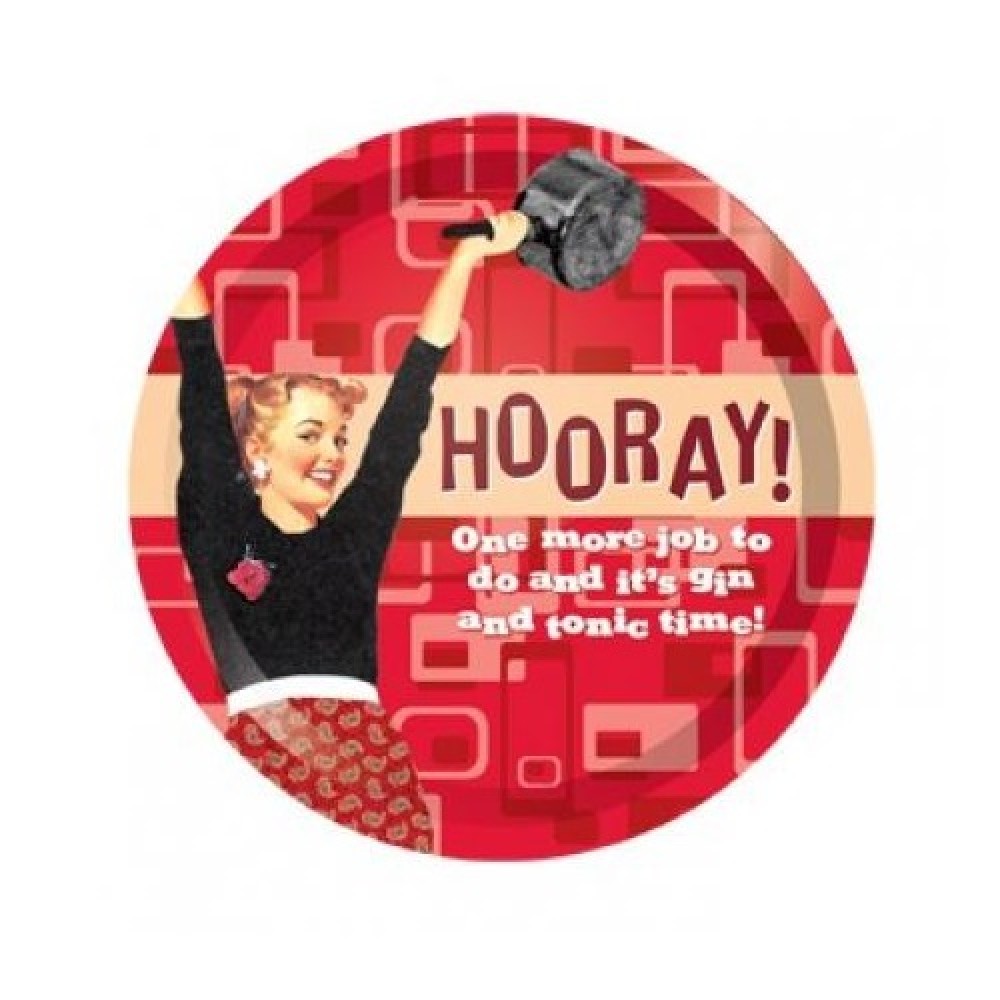 Round Tin Tray - Hooray!