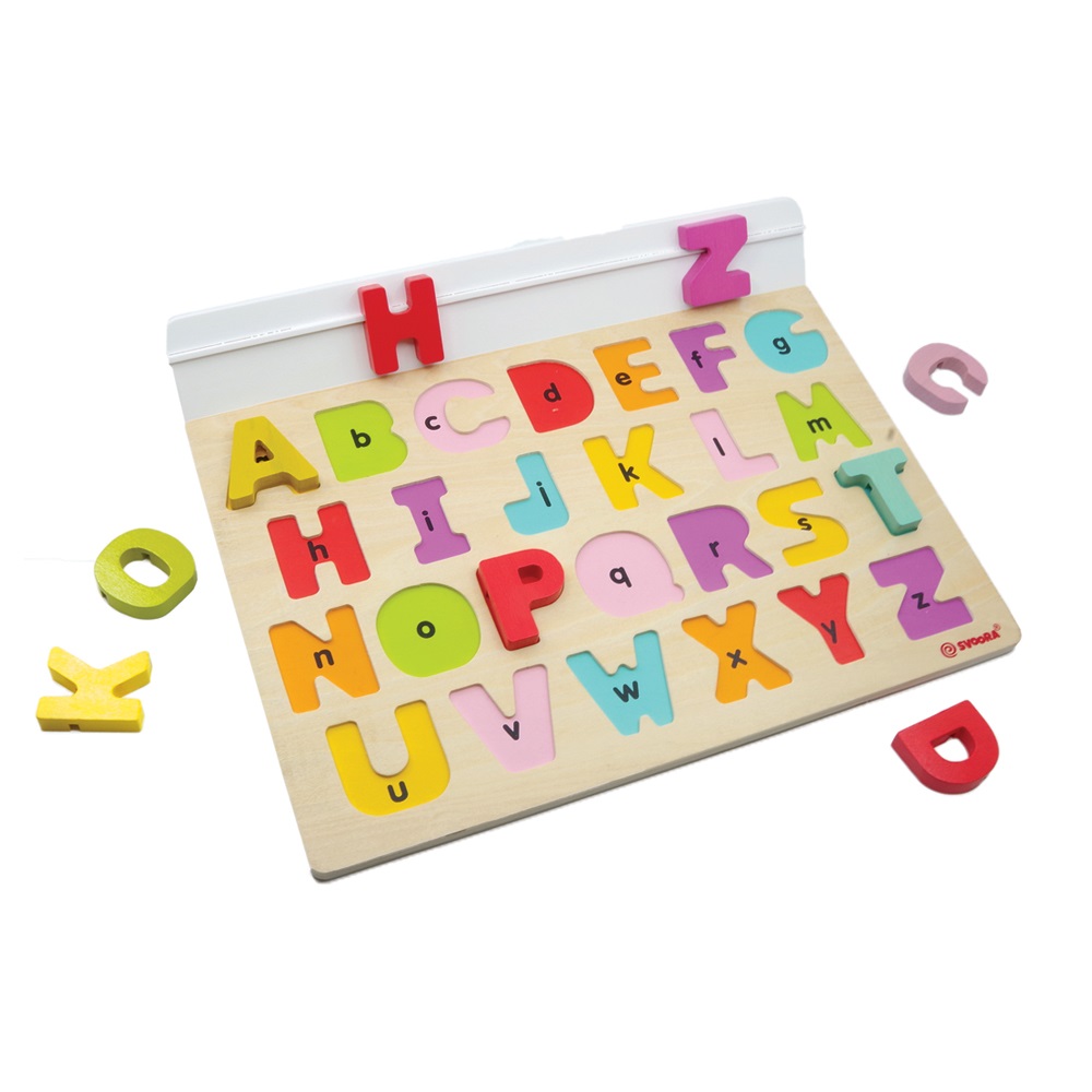 Svoora Wooden Alphabet Puzzle with 50 flash cards My first English Words