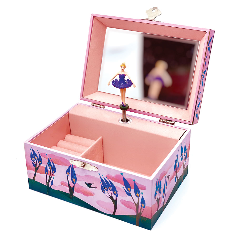 Svoora Musical Jewelry Box Ethereal with Ring Holder & Wide Mirror Happy Birds
