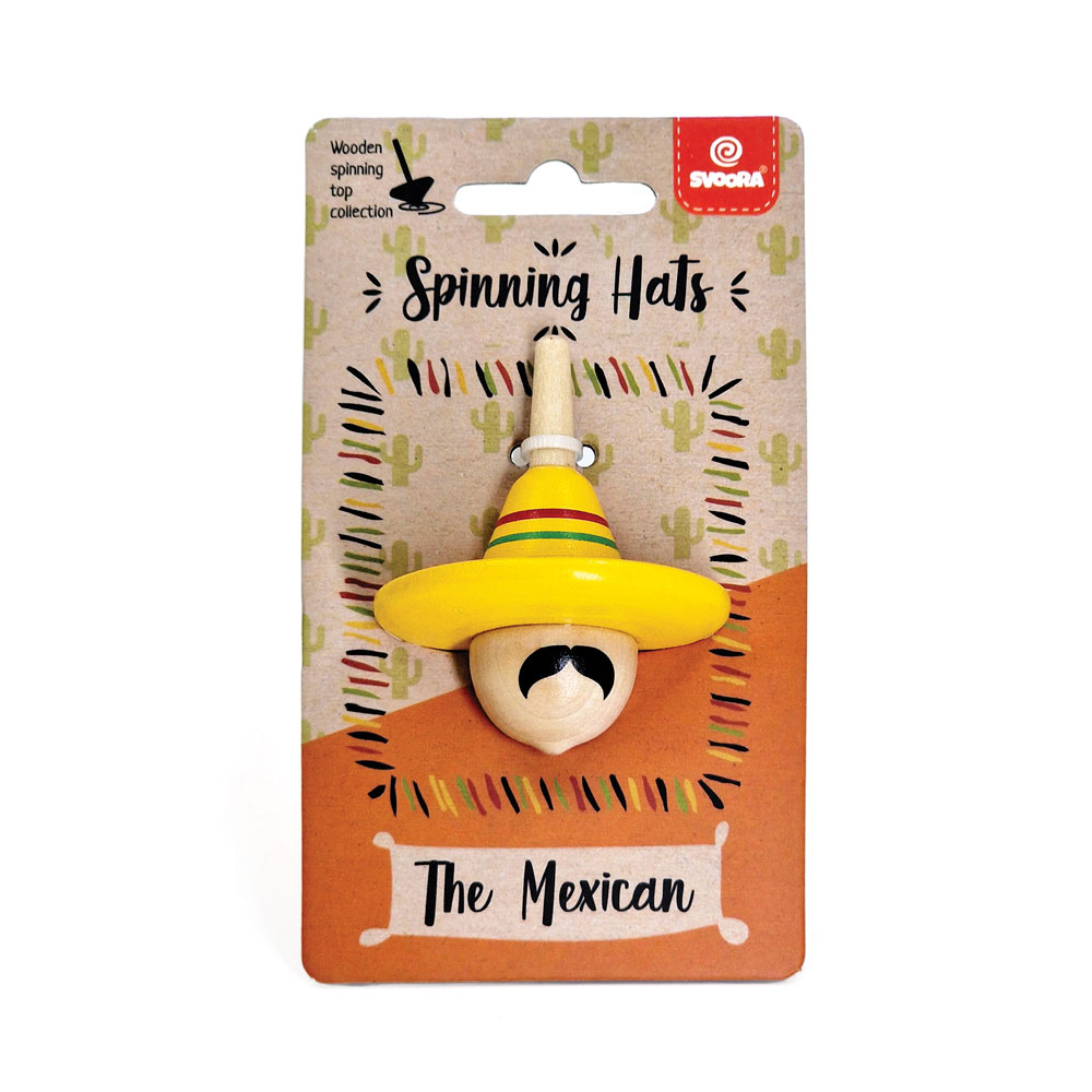 Svoora Wooden Top Spinning Hat: 'The Mexican' 5.5 cm