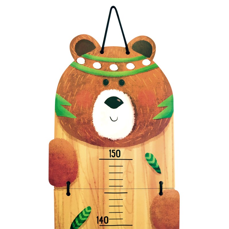 Svoora Παιδικό Αναστημόμετρο Indianimals Αρκουδάκι 21006 Πράσινο (Υψηλής Ποιότητας MDF) 19.6x0.4x102 cm