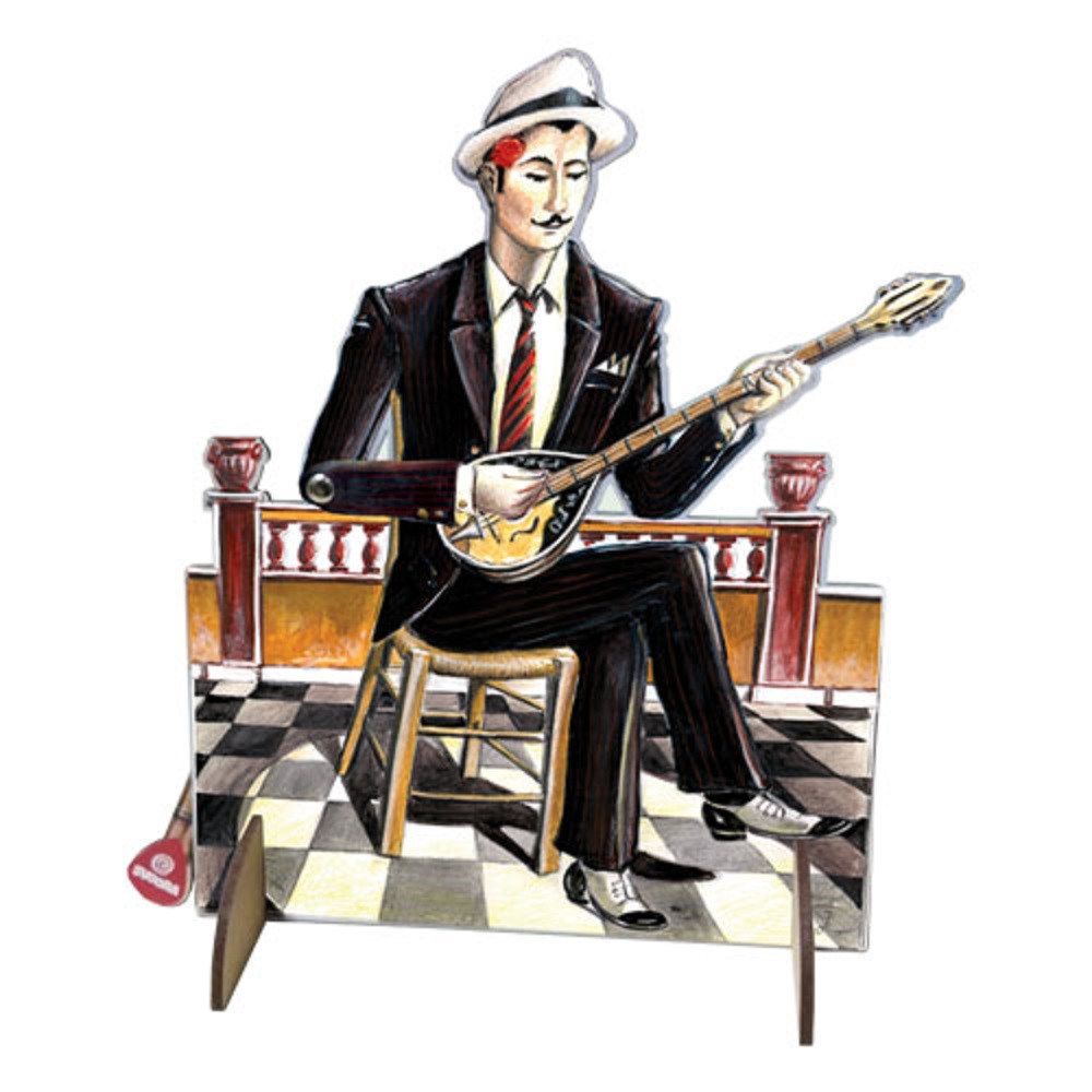 Svoora Wooden card with motion bouzouki moving memories Α4