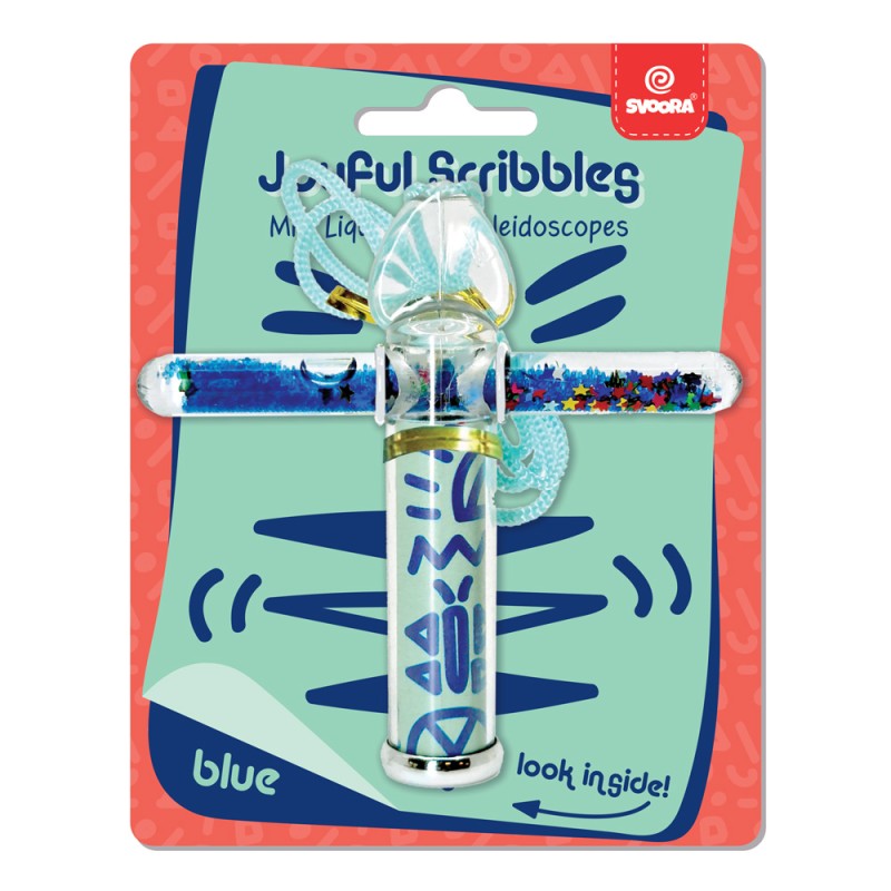 Mini Liquid Stick Kaleidoscope Joyful Scribbles 'Blue' 10 cm