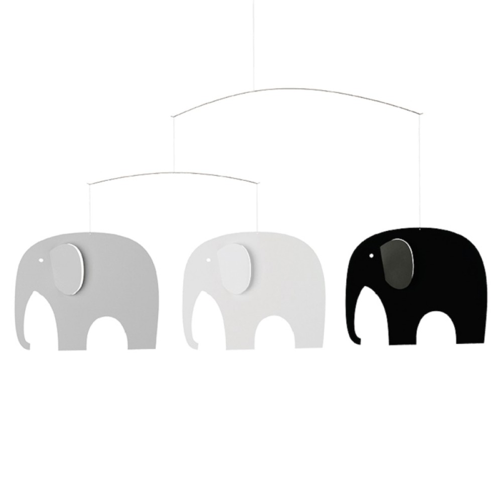 Elephant Party black and white Mobile. Made of Serigraphical Foil