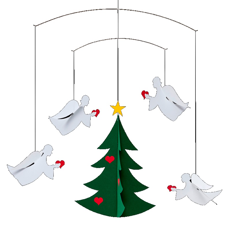 Flensted Μόμπιλε 4 Άγγελοι αγάπης με Χριστουγεννιάτικο δένδρο