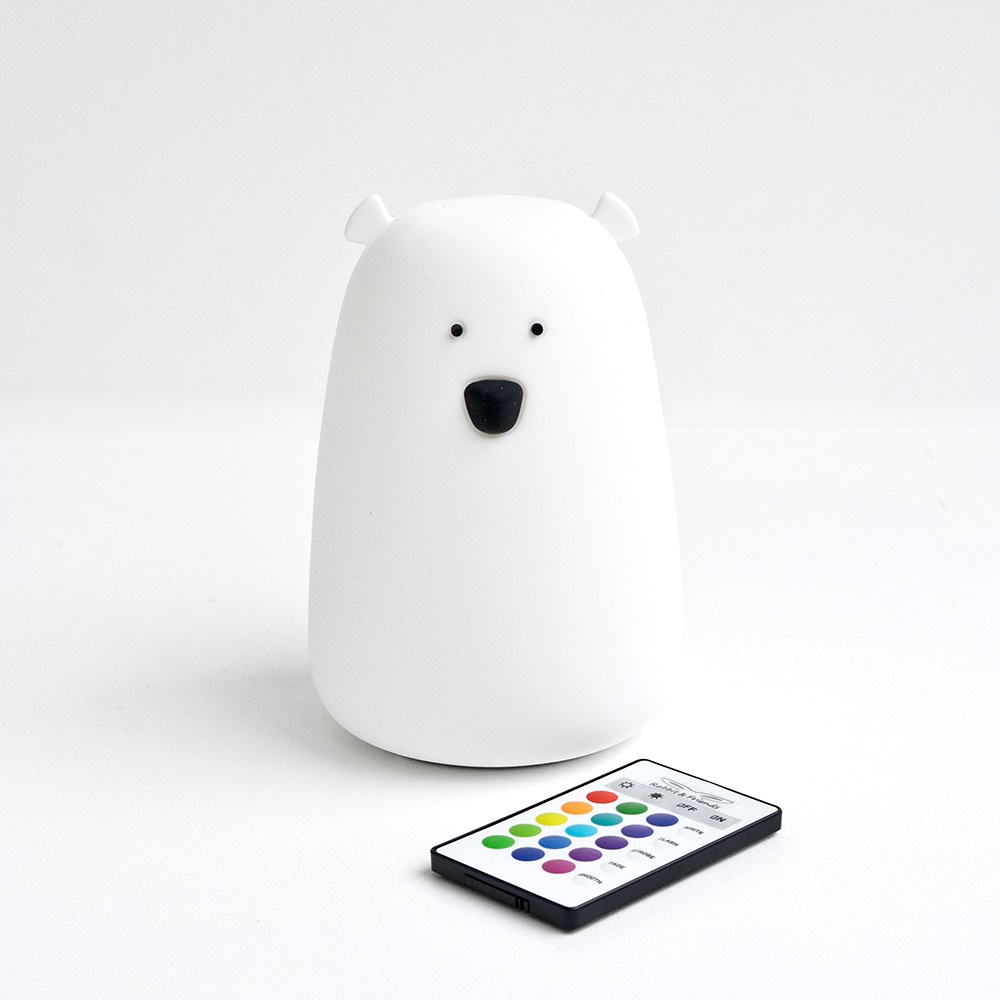 white bear lamp with a remote control