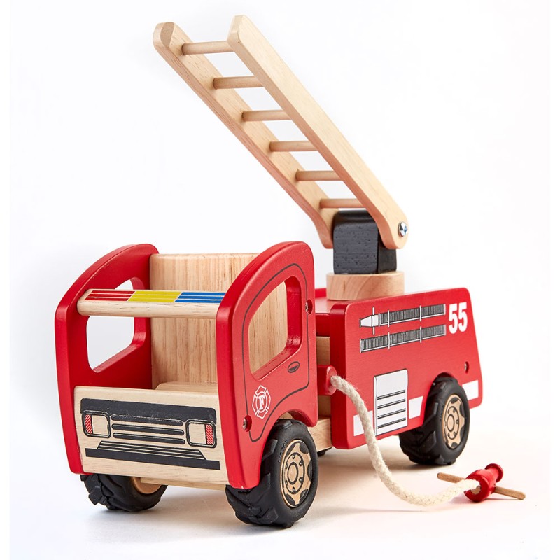 Pin Toys Ξύλινο Πυροσβεστικό όχημα, από μασίφ καουτσουκόδεντρο