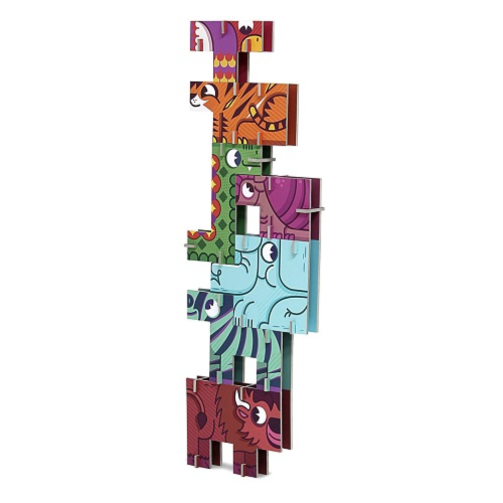 7 3D puzzle figures - printed cardboard Animal Challenge - Safari