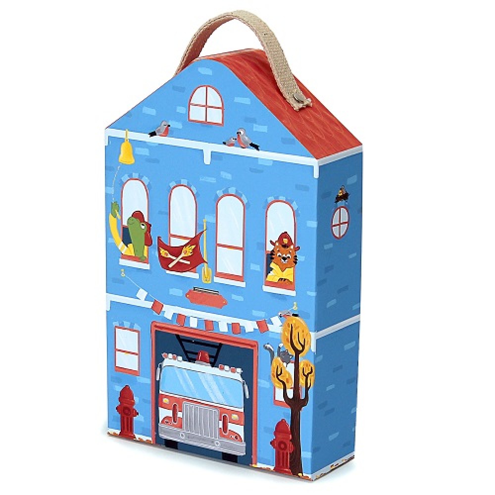 Fire Station Travel Playset - printed cardboard Captain Furry's Fire Station