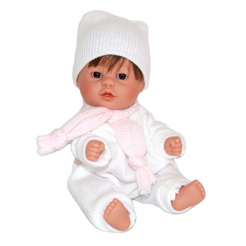 DNenes Κούκλα Μωρό Βινυλίου Κορίτσι Άσπρο πλεκτό φορμάκι 21εκ.